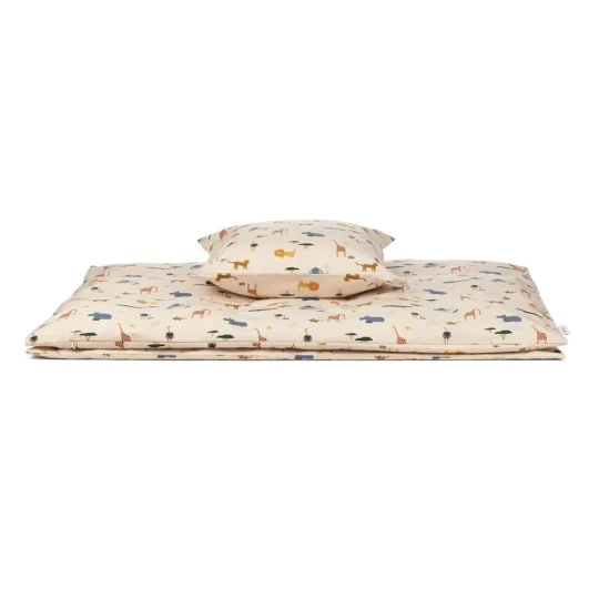 Liewood - Set Copripiumino e federa Carl - 140x200 cm - 100% Cotone Biologico - Colore Liewood: Safari Sandy