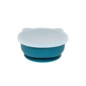 Soina - Ciotola con ventosa e coperchio Orso - 100% Silicone Alimentare - Colori Soina: Blu Notte