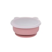 Soina - Ciotola con ventosa e coperchio Orso - 100% Silicone Alimentare - Colori Soina: Rosa Antico