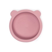 Soina - Ciotola con ventosa e coperchio Orso - 100% Silicone Alimentare - Colori Soina: Rosa Antico