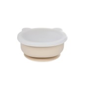 Soina - Ciotola con ventosa e coperchio Orso - 100% Silicone Alimentare - Colori Soina: Avorio