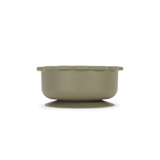 Soina - Ciotola con ventosa e coperchio Leone - 100% Silicone Alimentare - Colori Soina: Salvia