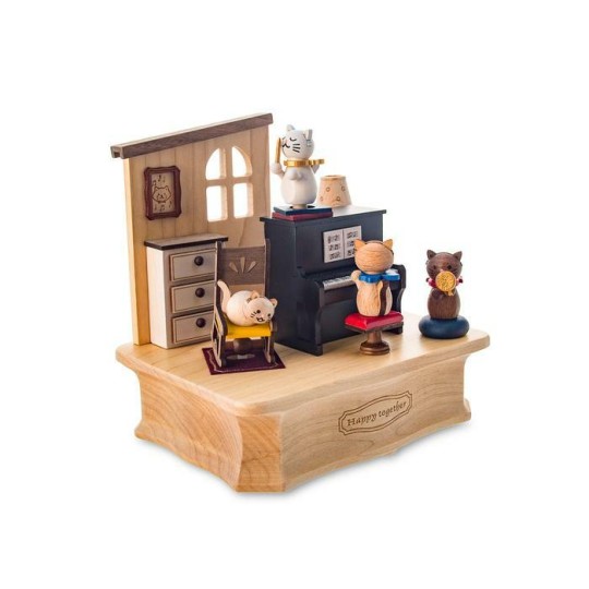 Wooderful Life - Carillon in legno Gatti con il piano