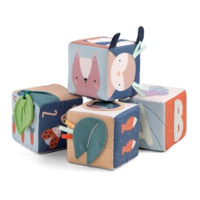 Sebra - Set di cubetti morbidi Woodland - 4pezzi