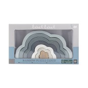 Label Label - Nuvola Arcobaleno Impilabile in Legno - Dai 12 mesi - Legno di Faggio Certificato FSC - Colore: Azzurro