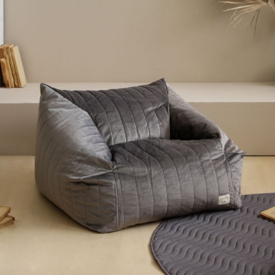 Nobodinoz - Pouf Chelsea Velvet - 72x75x42 cm - Eco-Velluto - Colori Nobodinoz: Slate Grey