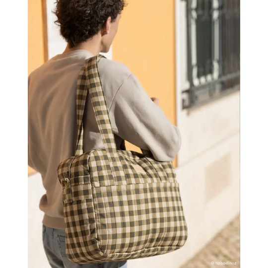 Nobodinoz - Borsa Organizer per Passeggino Hyde Park - 38x33x16 cm - Colori Nobodinoz: Green Checks
