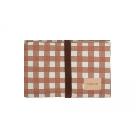 Nobodinoz - Fasciatoio da viaggio impermeabile Hyde Park - 70x50 cm - Colori Nobodinoz: Terracotta Checks