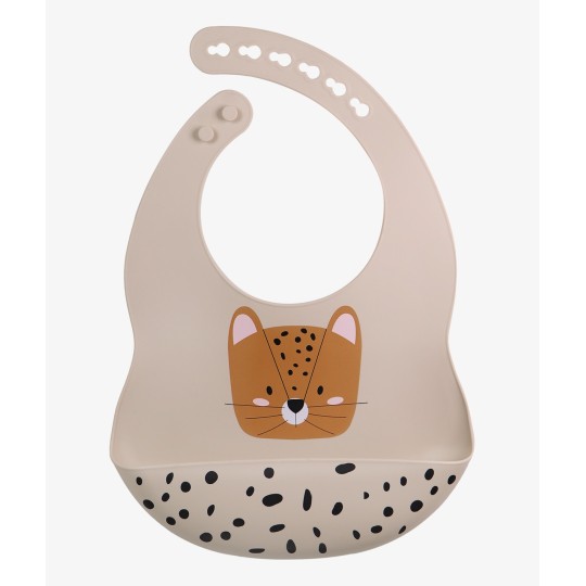 Tryco - Bavaglio Impermeabile con Tasca -  Silicone - Versioni Tryco: Lenny il Leopardo