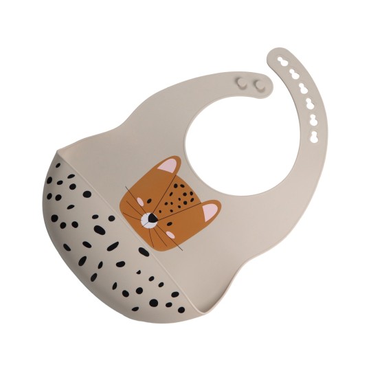 Tryco - Bavaglio Impermeabile con Tasca -  Silicone - Versioni Tryco: Lenny il Leopardo