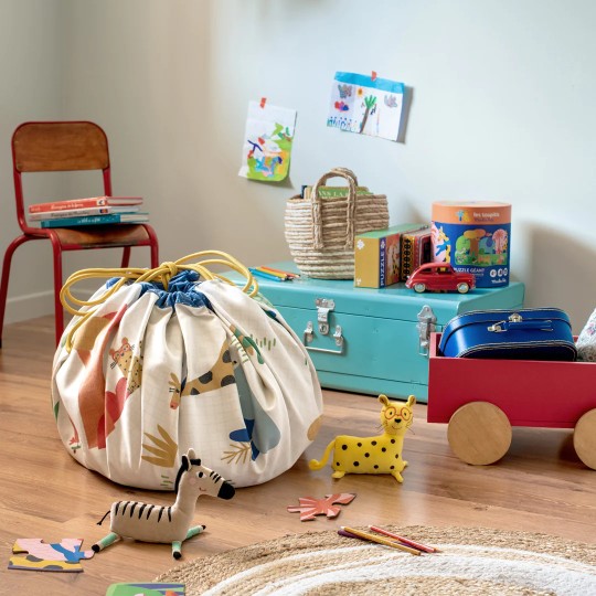 Play&Go - Sacco Portagiochi e Tappeto 2 in 1 - Cotone - Colore: Les Toupitis