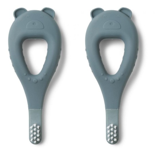 Liewood - Spazzolino da denti Janelle in silicone - Set da 2 - Colore Liewood: Whale Blue