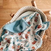 Nannafrufrù - Coperta Culla 90x65cm - 100% Cotone organico - Colore Nannafrufrù: Teddy viaggiatore