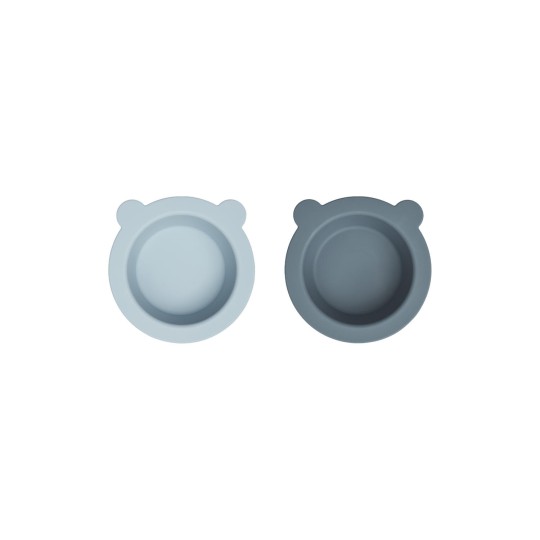 Liewood - Ciotole in silicone Peony - con ventose - Colore Liewood: Sea Blue / Whale Blue