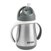 Béaba - Tazza con Cannuccia in Acciaio Inossidabile - 250 ml - Colore: Grigio