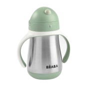 Béaba - Tazza con Cannuccia in Acciaio Inossidabile - 250 ml - Colore: Salvia