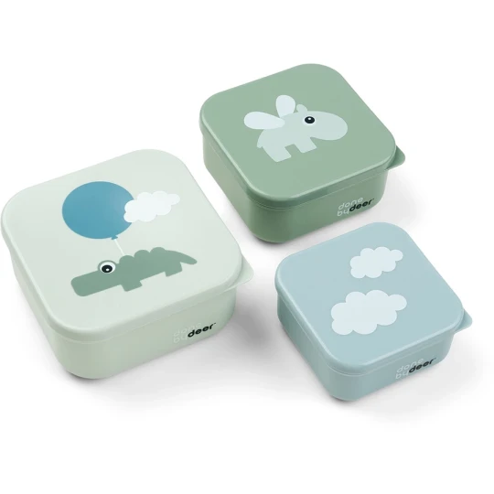 Done By Deer - Set di 3 contenitori per alimenti - Happy Clouds - Colore: Verde
