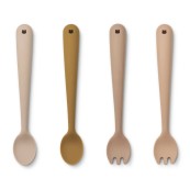 Liewood - Set posate in silicone - 4 pezzi - Shea - Colore Liewood: Rose Multi Mix
