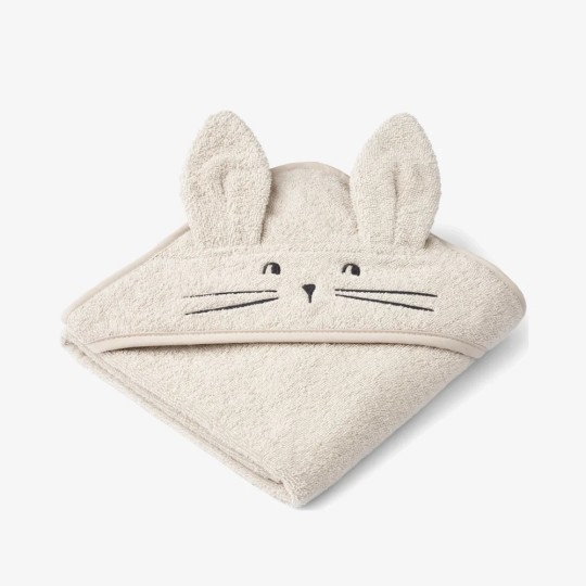 Liewood - Accappatoio a triangolo baby - con cappuccio - 100% Cotone biologico - Colore Liewood: Rabbit Sandy