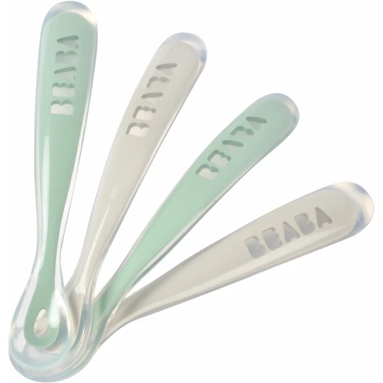 Beaba - Set 4 Cucchiai Ergonomici Prime Pappe – Silicone - Colore: Storm