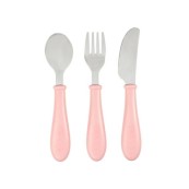 Beaba - Set Posate Ergonomiche in Acciaio - Dai 12 mesi - Colore: Rosa