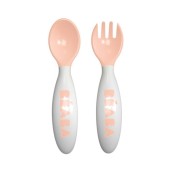Beaba - Set Posate Ergonomiche in plastica - Dai 8 mesi - Colore: Rosa