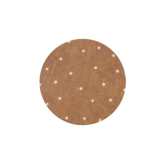 Lorena Canals - Tappeto Tondo Lavabile - Dot - Mushrooms Collection - 140 cm - Versioni Lorena Canals: Marrone/Rosa