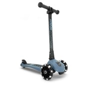 Scoot&Ride - Monopattino a 3 ruote HighWaykick 3 - Pieghevole e ruote Led - Colore: Steel