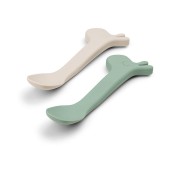 Done by Deer - Set 2 Cucchiai in Silicone per Bambini - Lalee - Colore: Verde