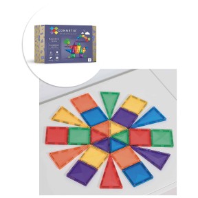 Connetix - 24 Pezzi - Tessere Magnetiche - Confezione Mini - Arcobaleno - 100% Plastica ABS Atossica