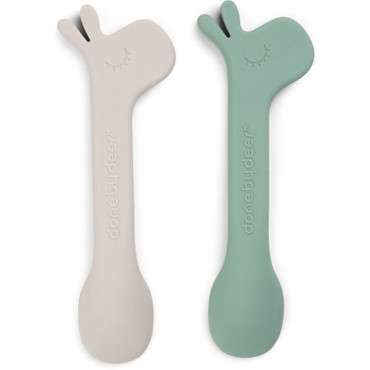 Done by Deer - Set 2 Cucchiai in Silicone per Bambini - Lalee - Colore: Verde