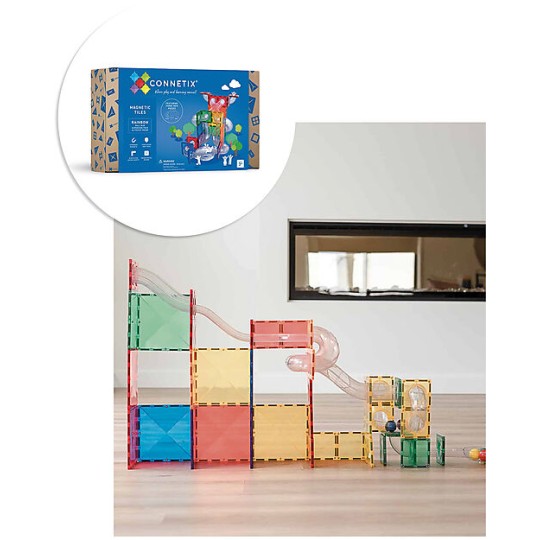 Connetix - 66 Pezzi - Pacco Pista Palline - Arcobaleno - 100% Plastica ABS Atossica