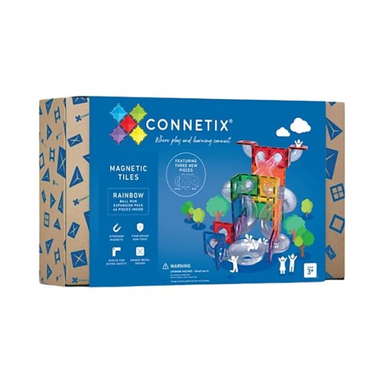 Connetix - 66 Pezzi - Pacco Pista Palline - Arcobaleno - 100% Plastica ABS Atossica