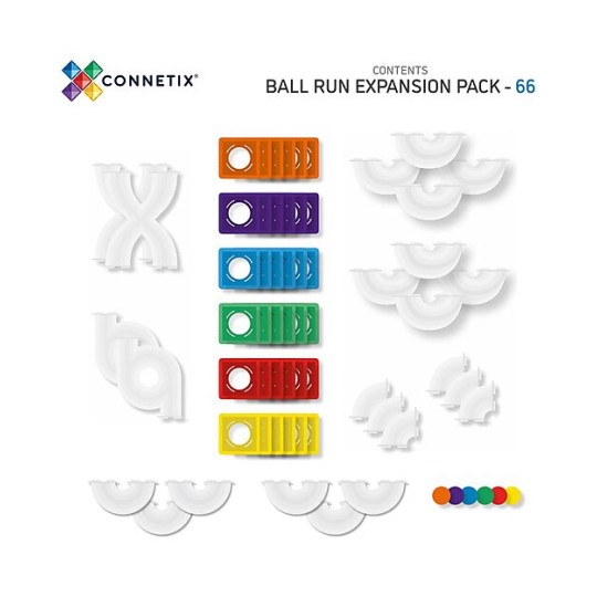 Connetix - 66 Pezzi - Pacco Pista Palline - Arcobaleno - 100% Plastica ABS Atossica