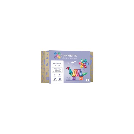 Connetix - 32 Pezzi - Tessere Magnetiche - Confezione Mini - Pastello - 100% Plastica ABS Atossica