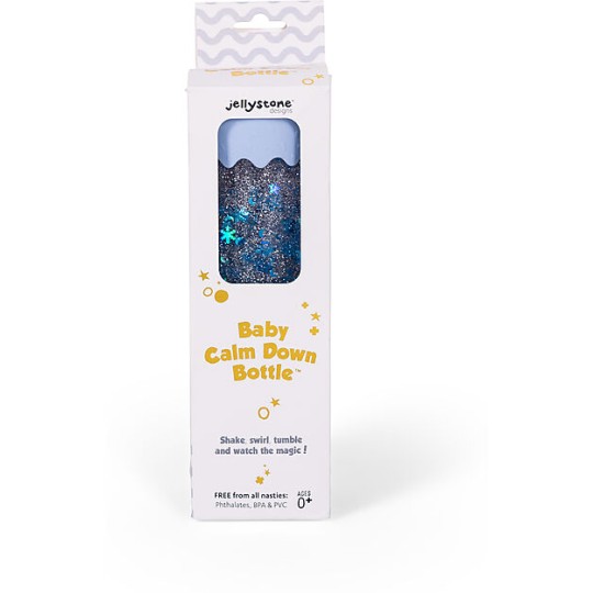 Jellystone Design - Gioco Sensoriale - Baby Calm Down Bottle - con Glitter - Colore: Blu
