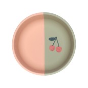 Lassig - Piatto in silicone Bicolore - Dai 6 mesi - Colori Lässig: Happy Fruits Cherry