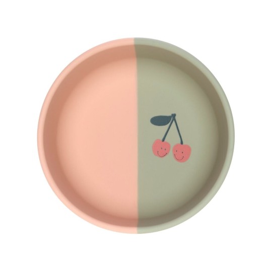 Lassig - Piatto in silicone Bicolore - Dai 6 mesi - Colori Lässig: Happy Fruits Cherry