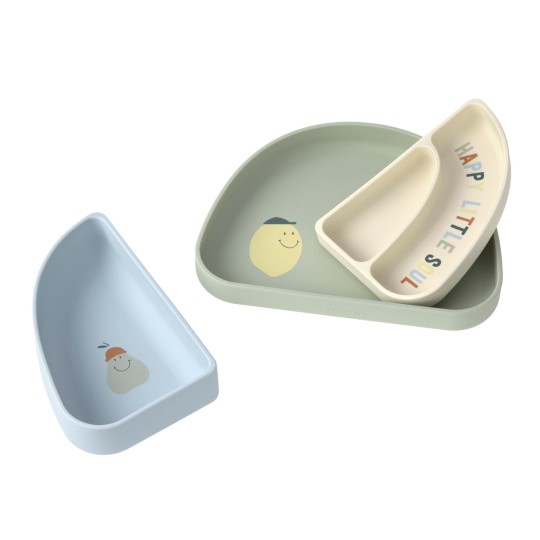 Lassig - Set piatti in silicone 3 pezzi - Colori Lässig: Happy Fruits Lemon