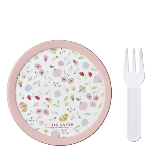 Little Dutch - Contenitore porta frutta con forchetta 300ml - Colori Little Dutch: Flowers & Butterflies