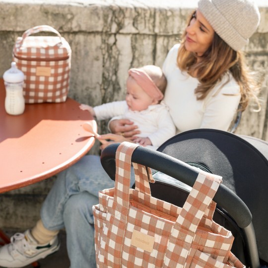 Nobodinoz - Organizer per Passeggino Hyde Park - Pratico, Elegante e Funzionale - Colori Nobodinoz: Terracotta Checks