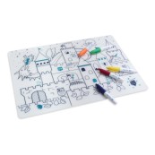 Super Petit - Tovaglietta in silicone da colorare con 5 pennarelli - 40x30cm - Disegno: Castle