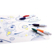 Super Petit - Tovaglietta in silicone da colorare con 5 pennarelli - 40x30cm - Disegno: Space