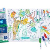 Super Petit - Tovaglietta in silicone da colorare con 5 pennarelli - 40x30cm - Disegno: Amazzonia