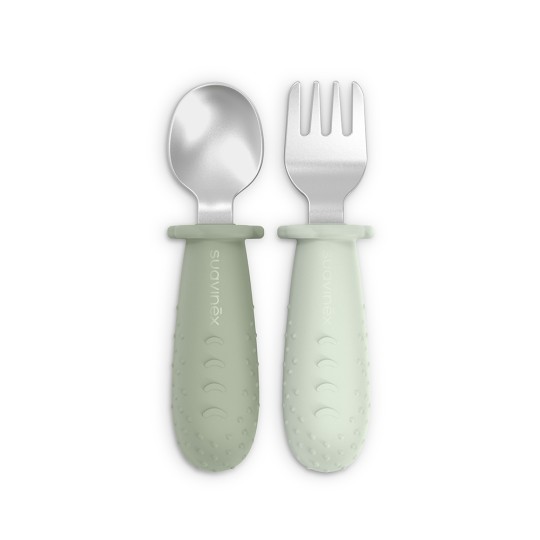Suavinex - Set 2 Posate evolutive in acciaio Inox - Colori Suavinex: Verde