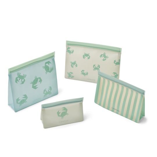 Liewood - Set di Sacchetti Multiuso Keith per Spuntini, Pranzi e Conservazione - Colore Liewood: Crab / Sandy