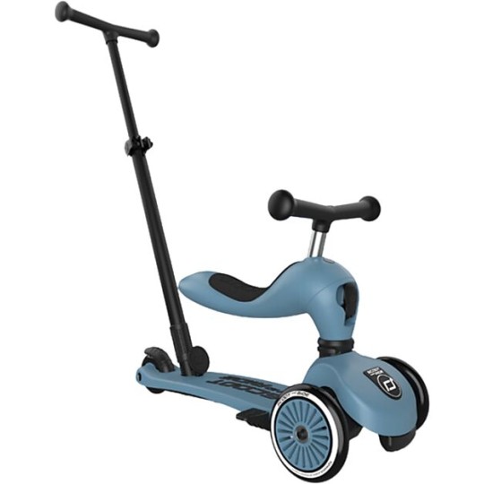 Scoot & Ride - Monopattino a Triciclo con Barra di Spinta Highwaykick 1 Push and Go - Colore: Steel