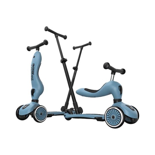 Scoot & Ride - Monopattino a Triciclo con Barra di Spinta Highwaykick 1 Push and Go - Colore: Steel