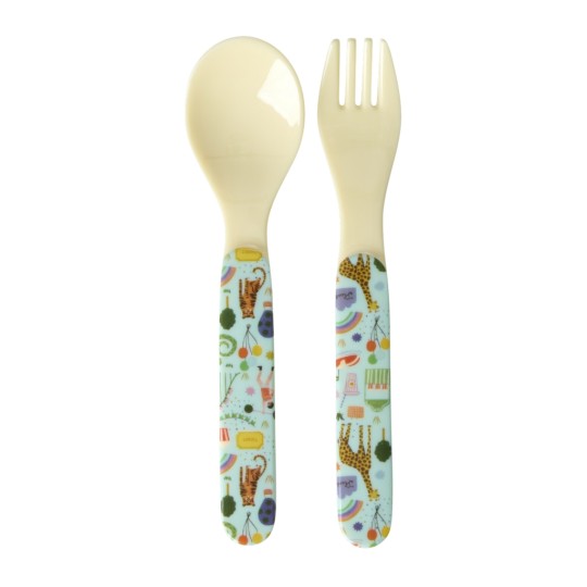 Cucchiaio e forchetta Fun Fair Print - Colore Rice: Menta