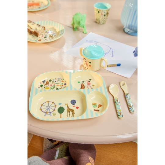 Cucchiaio e forchetta Fun Fair Print - Colore Rice: Menta